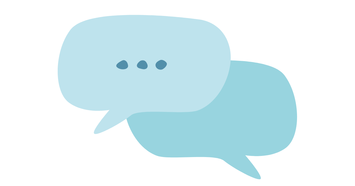Two light blue speech bubbles.